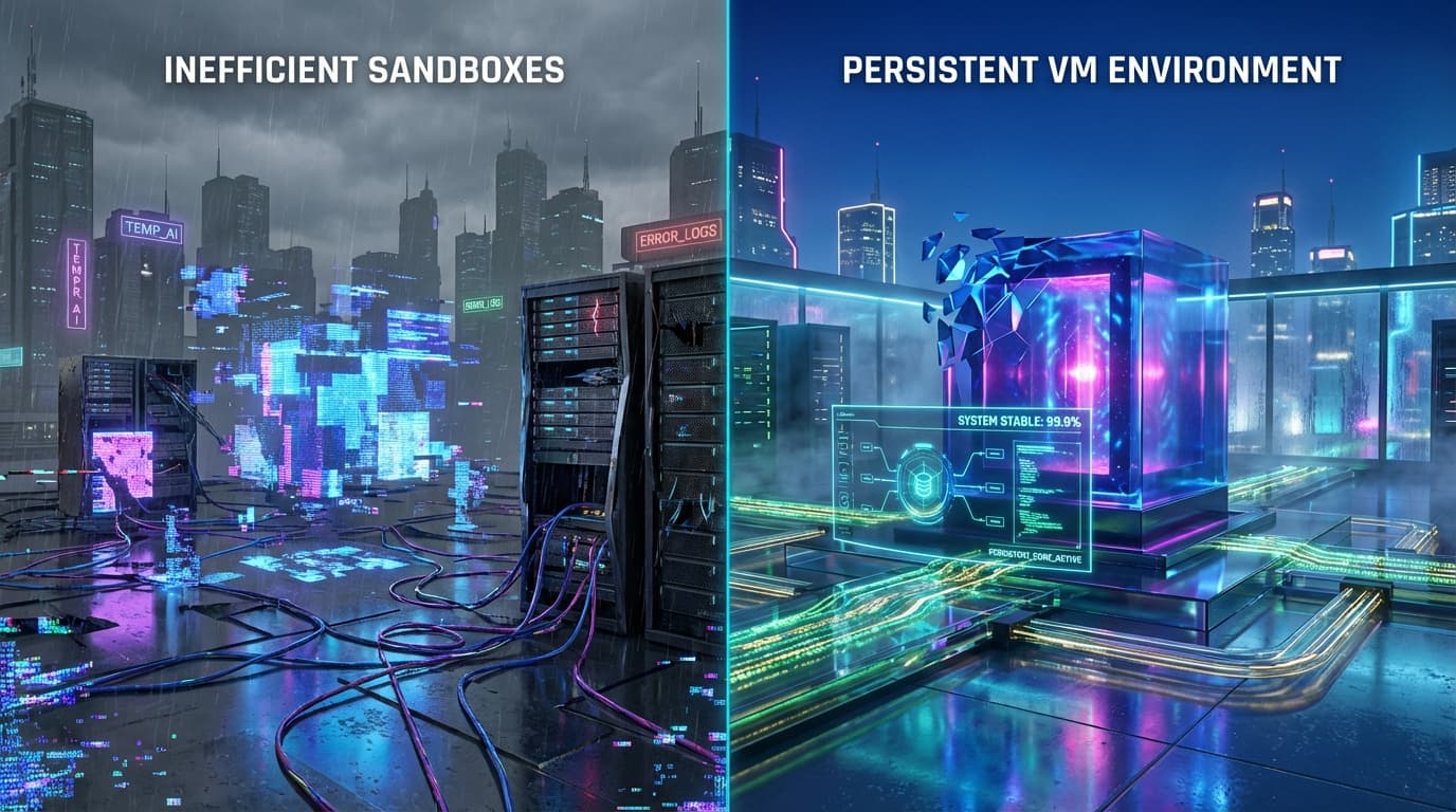 매번 초기화되는 AI 샌드박스로 비용만 날릴 때, '영속적 VM'으로 1초 만에 실행 환경 복구하는 법